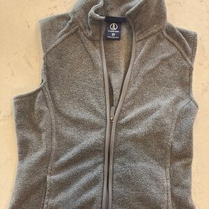 Lands' End Gray Fleece Vest with High Collar
